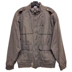 Vintage LRG Jacket Mens Large Gray Full-Zip Bomber Streetwear Flap Pockets Y2K